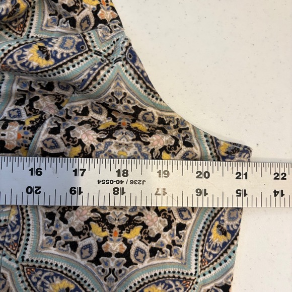 J. Jill Sleeveless Maxi Dress Large Blue Tan Paisley Medallion V-Neck Stretch - Picture 4 of 9